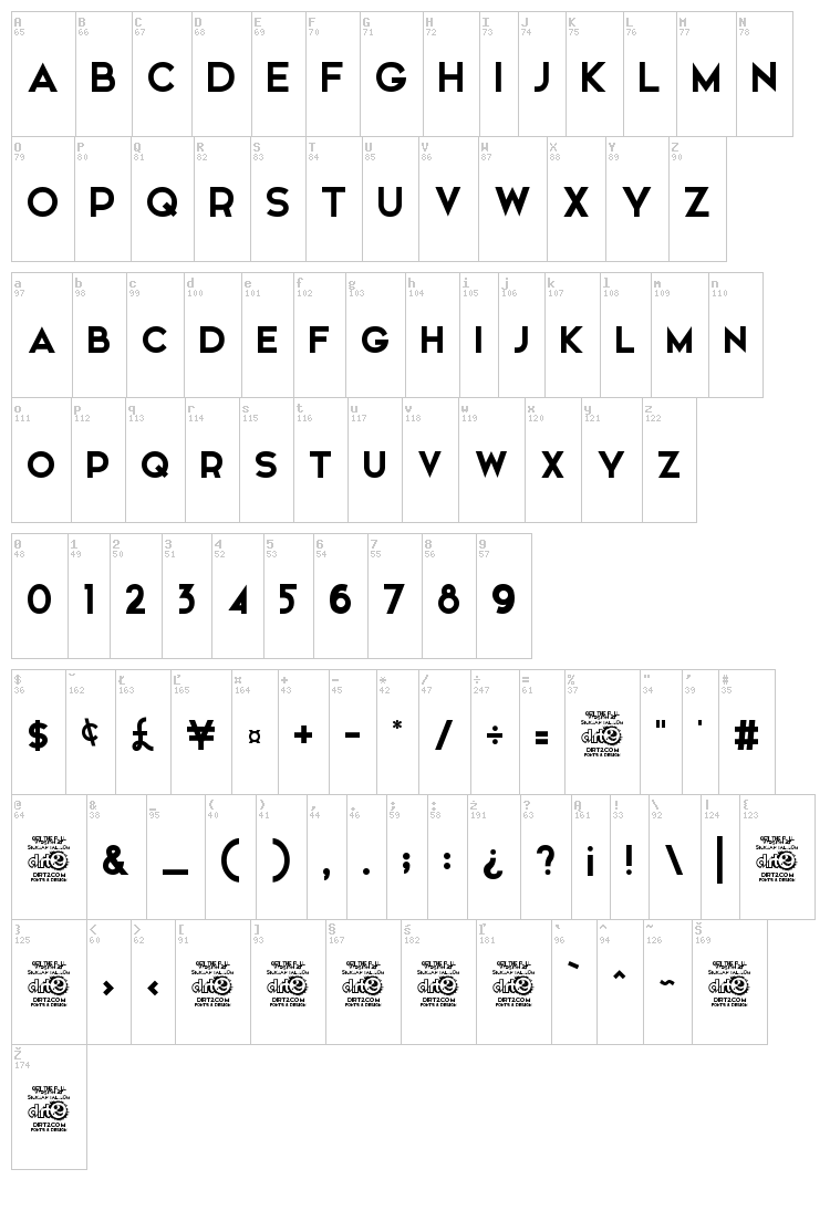 Elkwood font map